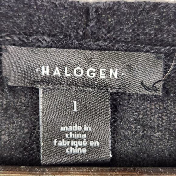 Halogen Linen Blend Open Front Cardigan Women’s SZ LG Navy Blue Long Sleeve EUC - Picture 3 of 11